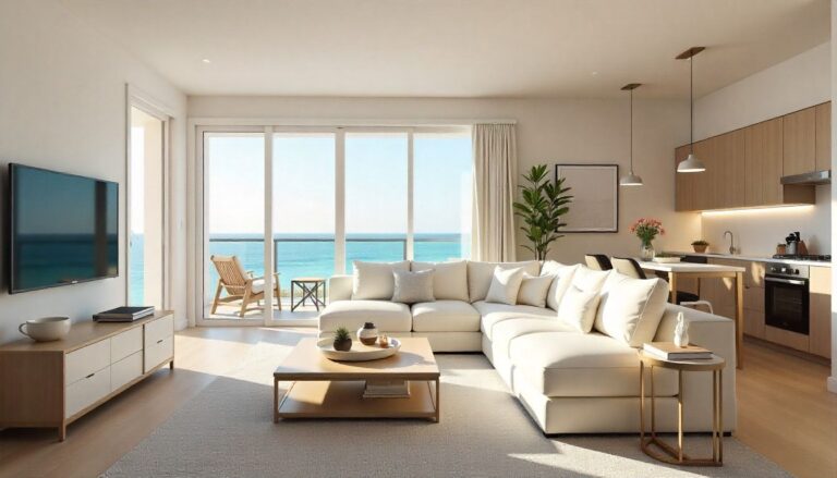 A person viewing a 360° home tour on a laptop and smartphone side by side.