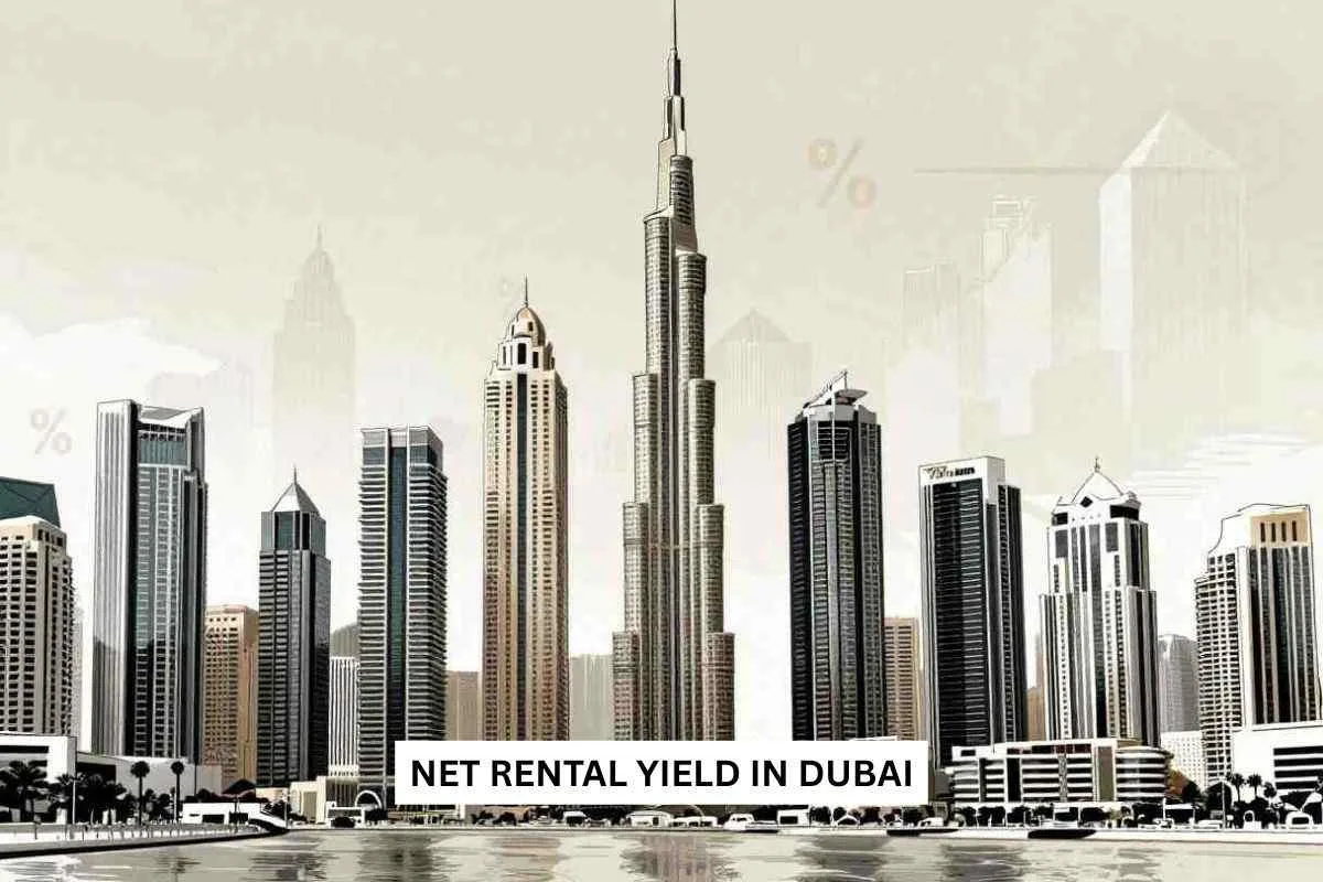 Dubai skyline with Burj Khalifa representing real estate investment yields and rental returns